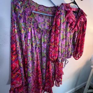 Vintage 80’s Diane Freis Georgette Floral 2 piece set skirt